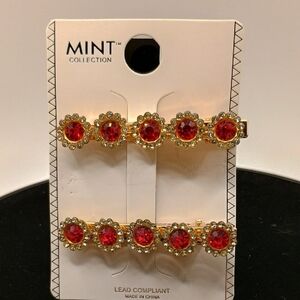 Gold and Red Hair Clips